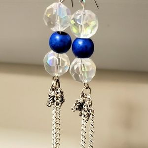 Blue and Clear Handmade Earrings